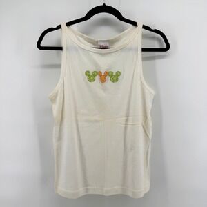 Disney Tank Top Mickey Mouse Citrus Fruit Medium Cream Womens Summer Sleeveless